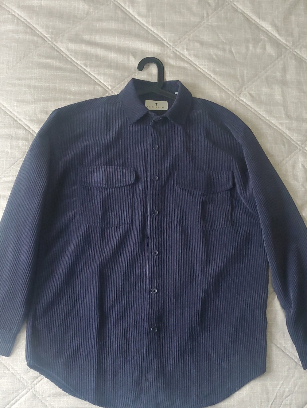 American Tall Women's Navy Corduroy Button-Up Shirt XT